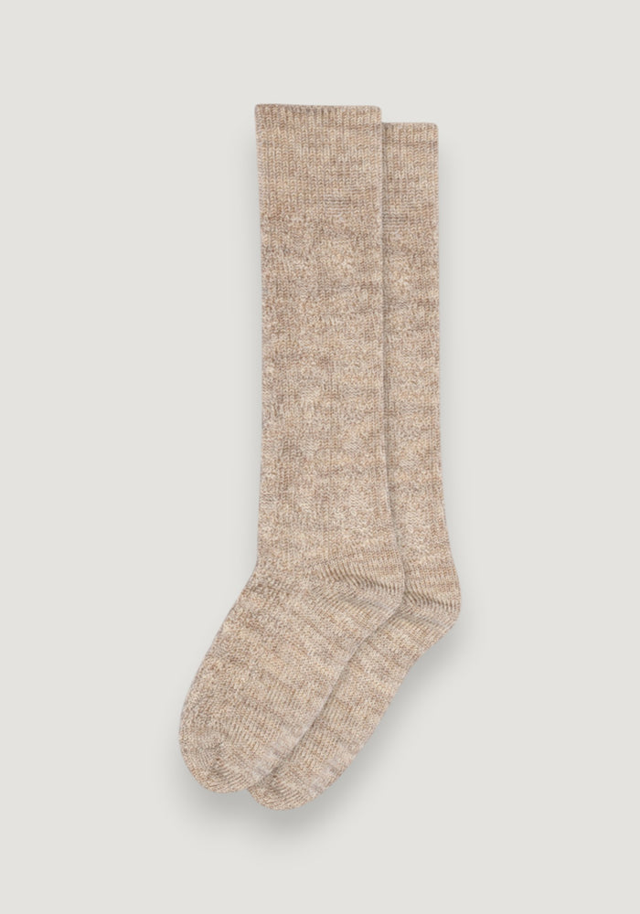 Șosete groase din lână merinos și bumbac - Knee Remy Light Brown Melange
