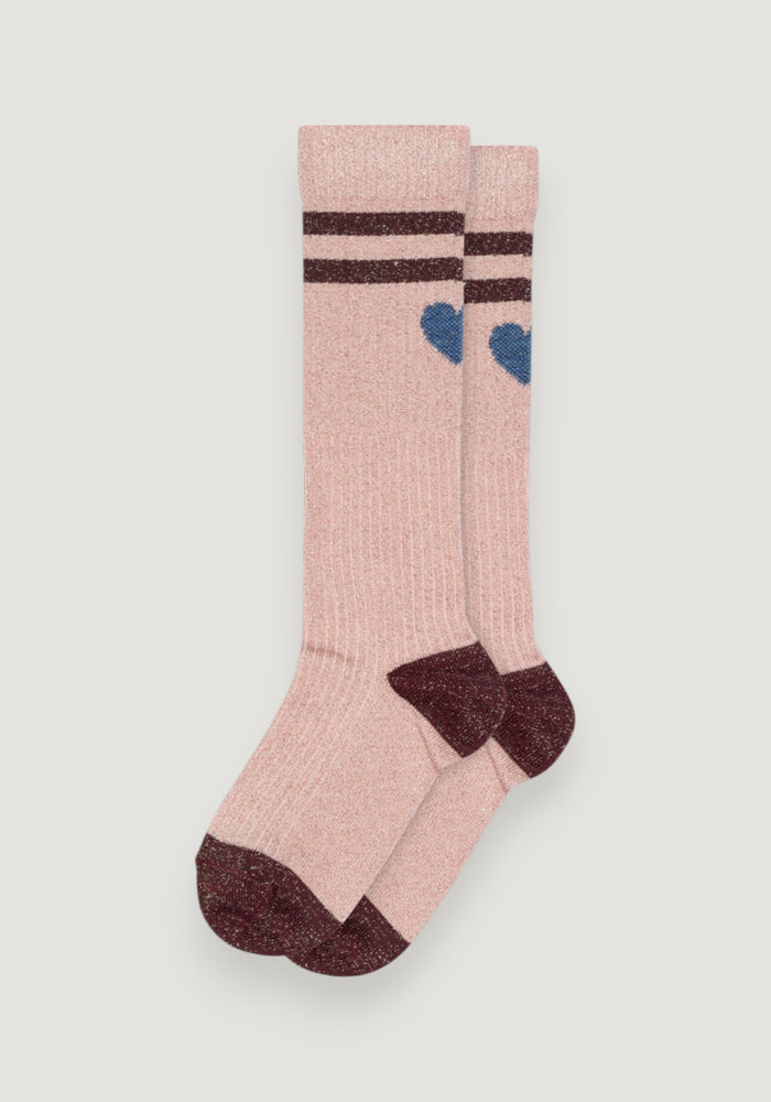 Șosete extrafine din bumbac - Knee Glitter Elga Silver Pink