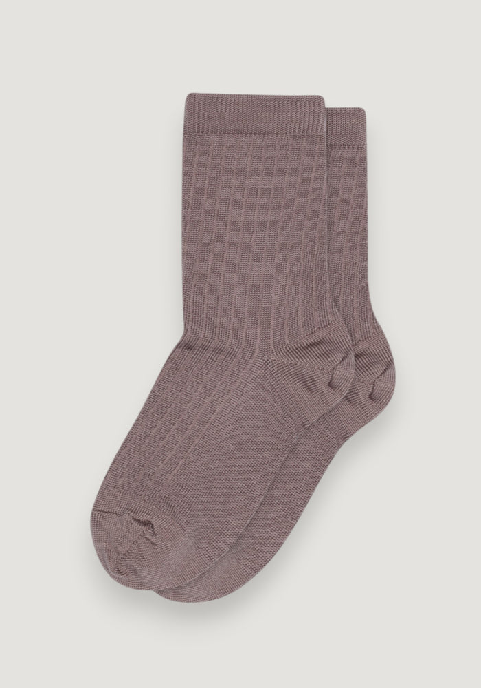 Șosete extrafine Rib din lână merinos - Dark Purple Dove