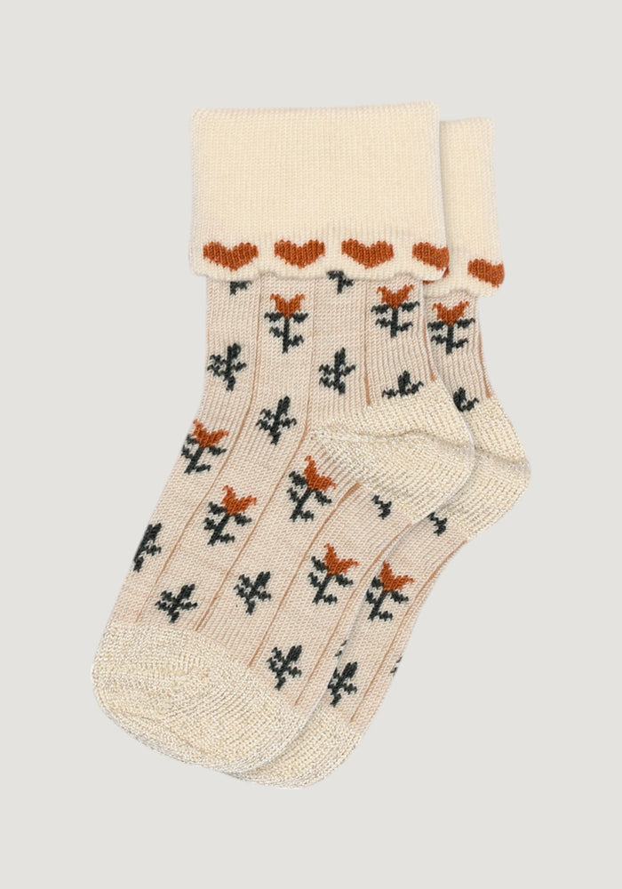 Șosete extrafine din lână merinos - Glitter Nora Ecru