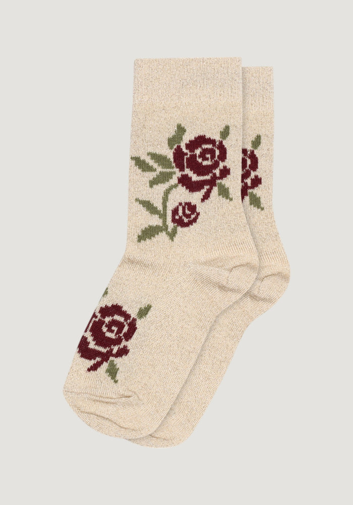 Șosete extrafine din lână merinos - Glitter Rosa Cream