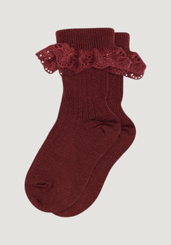 Șosete extrafine din lână merinos - Lea Wine Red