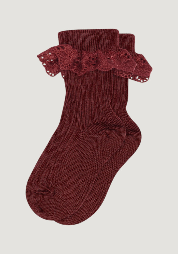 Șosete extrafine din lână merinos - Lea Wine Red
