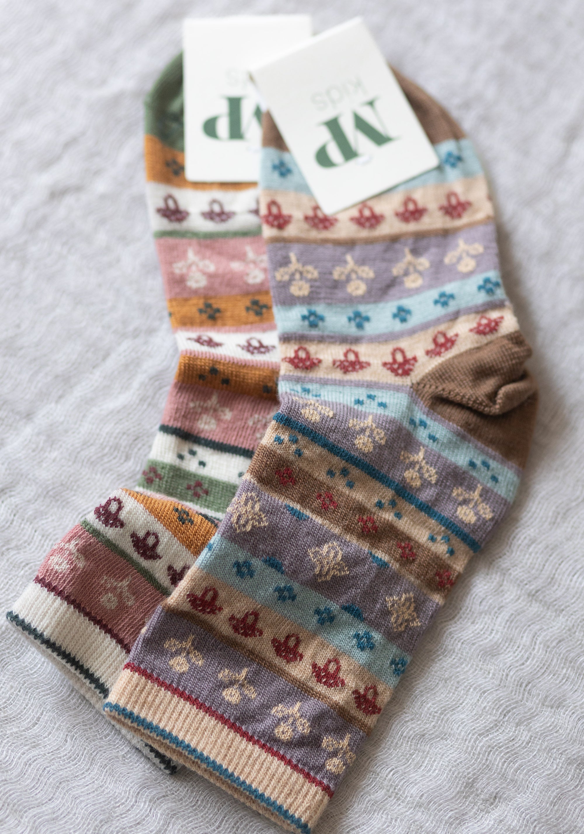 Șosete extrafine din lână merinos și bumbac - Roskva Vintage Rose