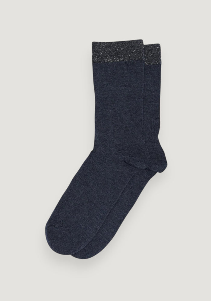 Șosete extrafine din lână merinos și mătase - Glitter Sindy Deep Navy