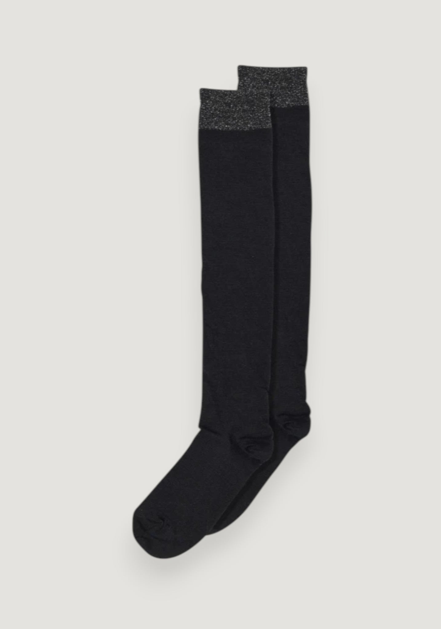 Șosete extrafine din lână merinos și mătase - Knee Glitter Sindy Black