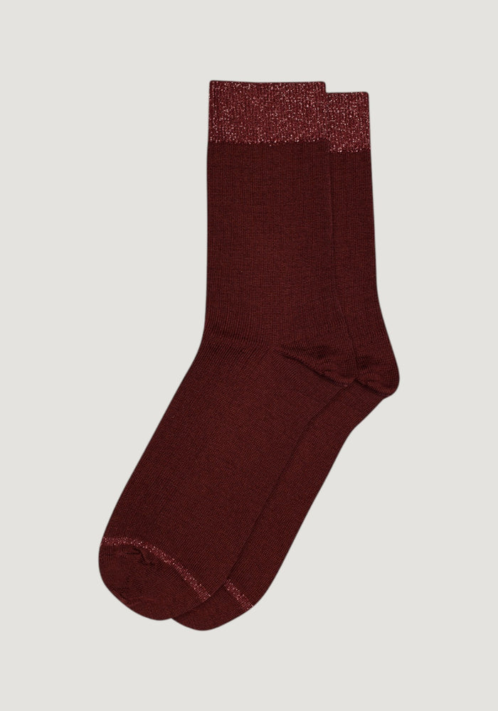 Șosete extrafine femei din lână merinos - Glitter Erina Wine Red