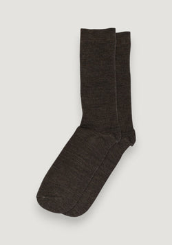 Șosete extrafine FineRib din lână merinos - Dark Brown 37-39