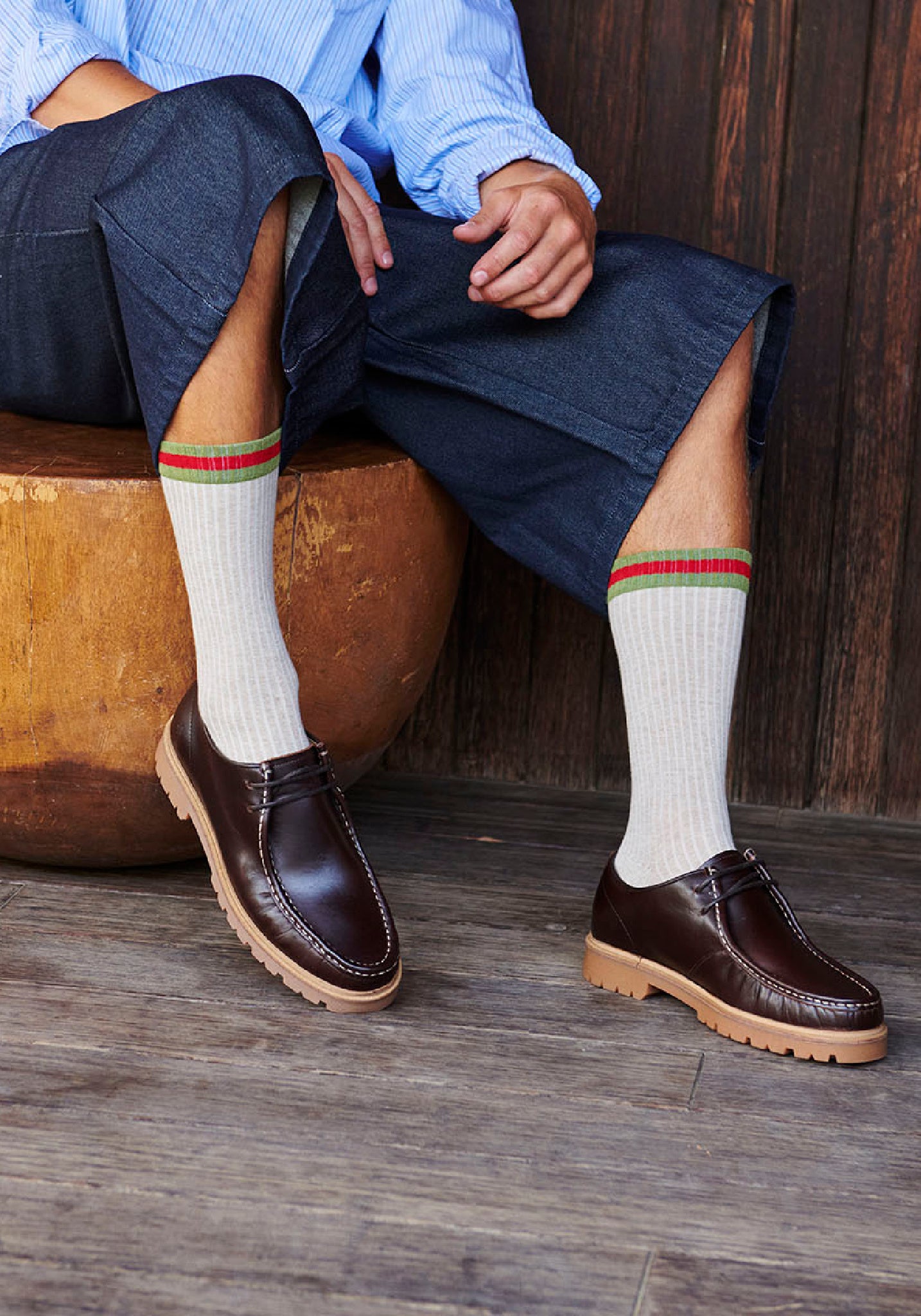 Șosete extrafine Rib din bumbac - Aske Beige Melange