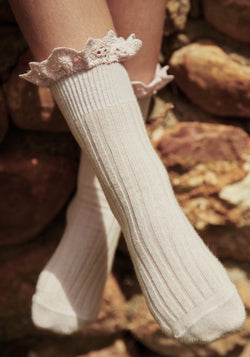 Șosete extrafine Rib din bumbac - Lisa Cream