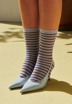 Șosete extrafine Rib din bumbac - Lydia Lavender Sky