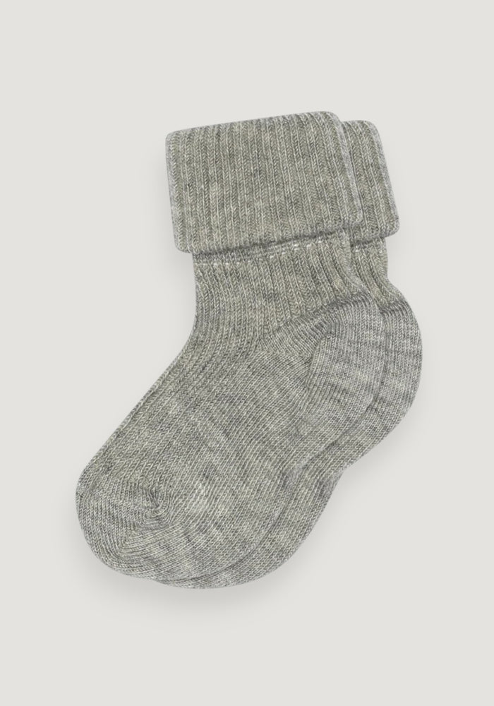 Șosete extrafine Rib din bumbac - Turn Down Grey Melange