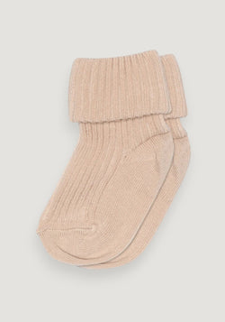 Șosete extrafine Rib din bumbac - Turn Down Rose Dust