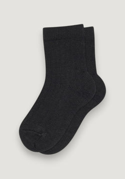 Șosete extrafine Rib din lână merinos - Black