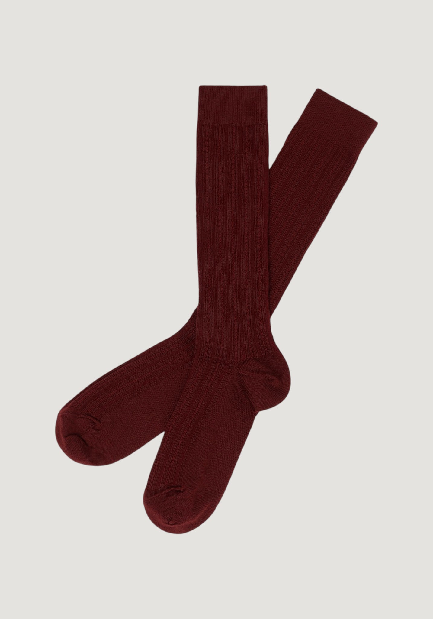 Șosete extrafine Rib din lână merinos - Cranberry