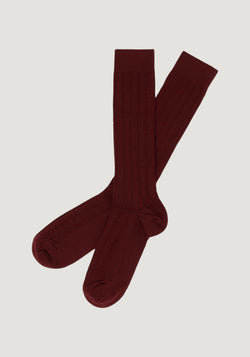 Șosete extrafine Rib din lână merinos - Cranberry