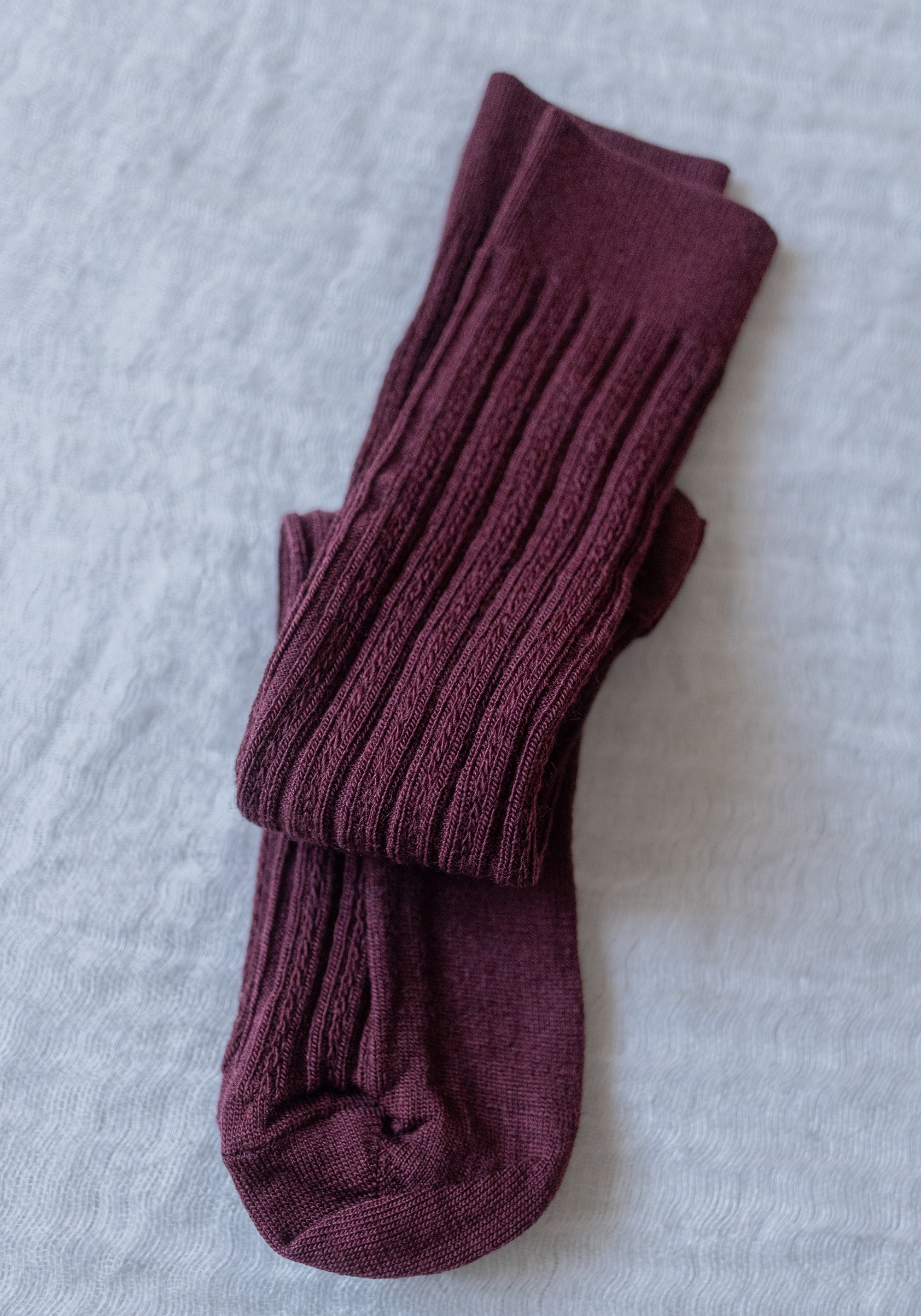 Șosete extrafine Rib din lână merinos - Cranberry