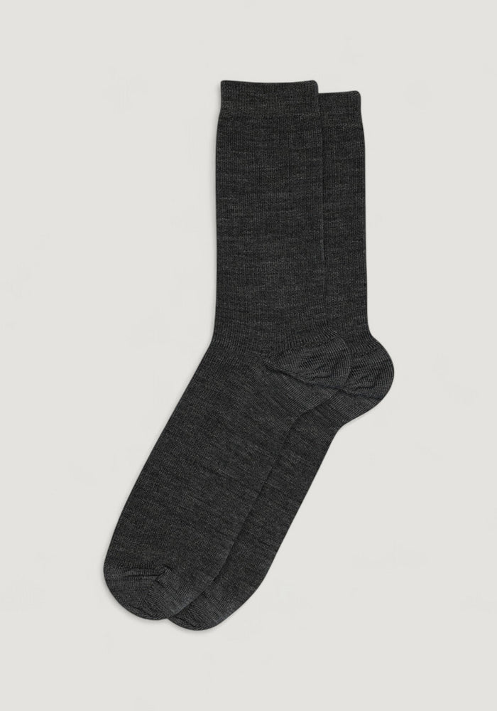 Șosete extrafine Rib din lână merinos - Dark Grey