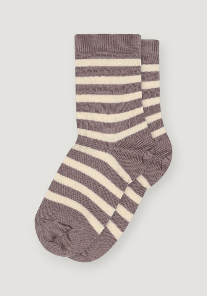 Șosete extrafine Rib din lână merinos - Elis Dark Purple Dove