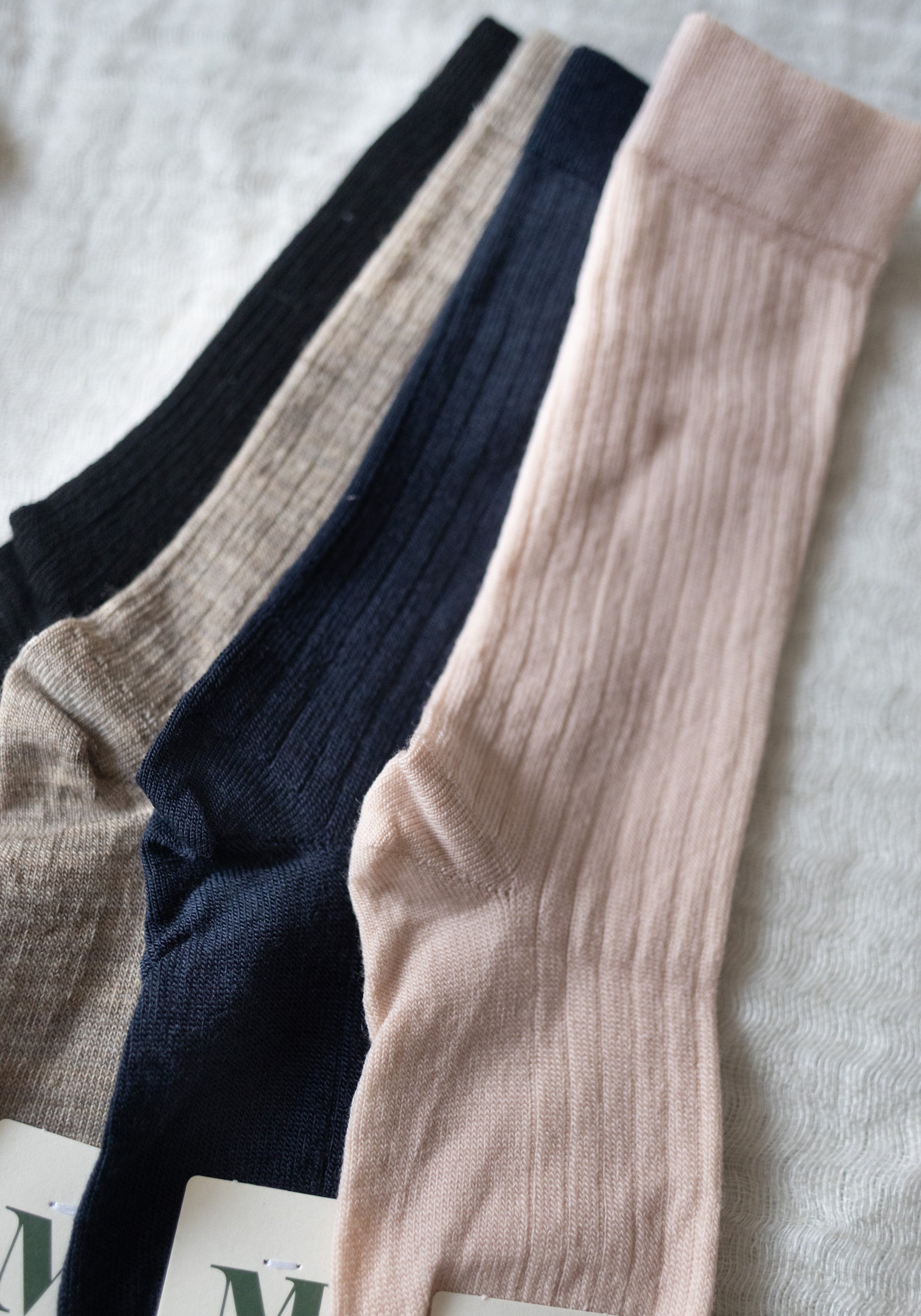 Șosete extrafine Rib din lână merinos - Knee Selma Navy