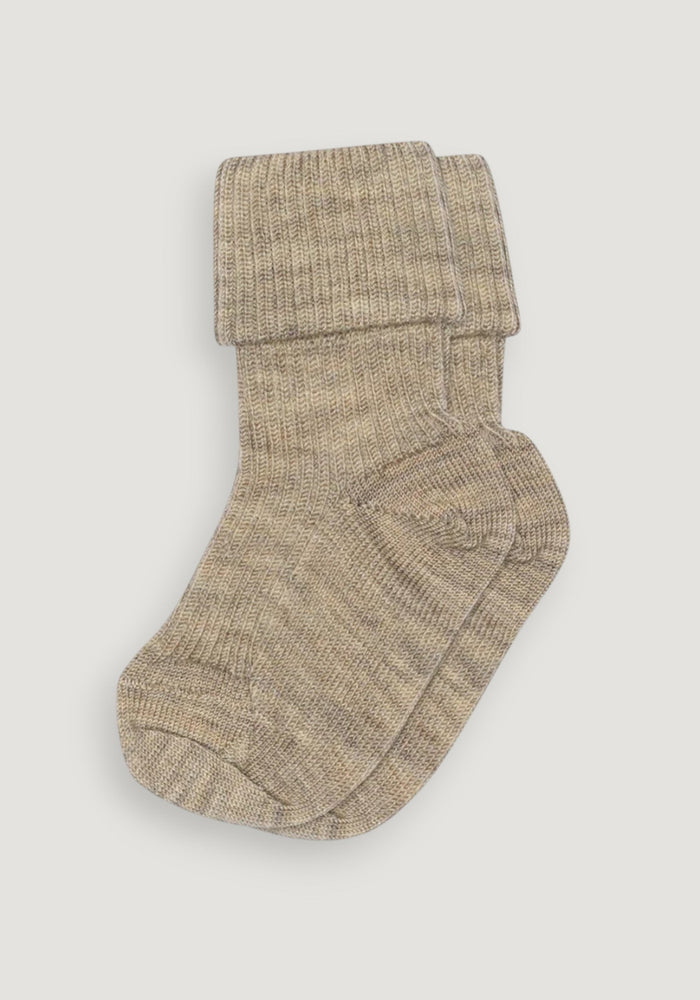 Șosete extrafine Rib din lână merinos - Turn Down Light Brown
