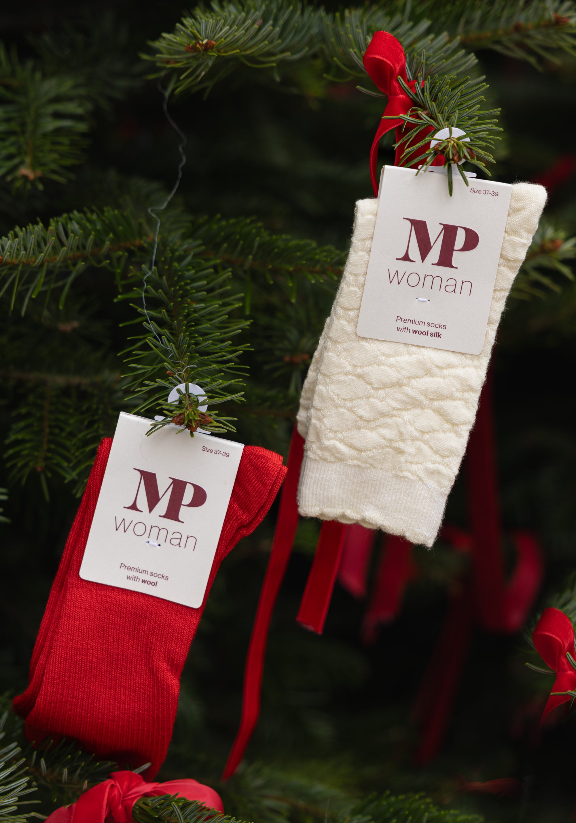 Șosete FineRib extrafine femei din lână merinos - Tomato