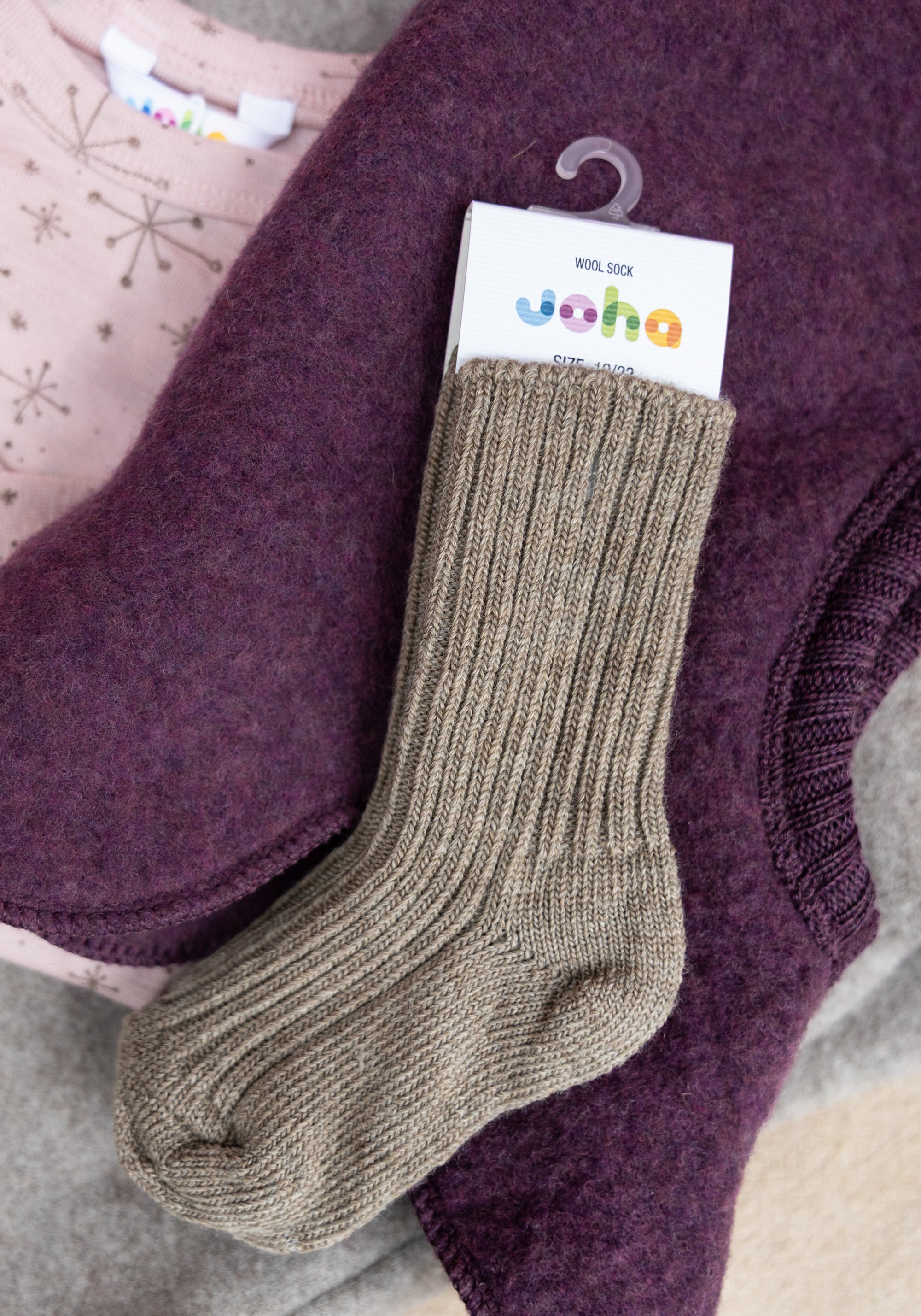 Șosete groase din lână merinos (copii și adulți) - Sand Melange