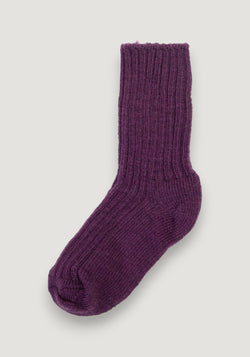 Șosete groase din lână merinos (copii și femei) - Aubergine Melange