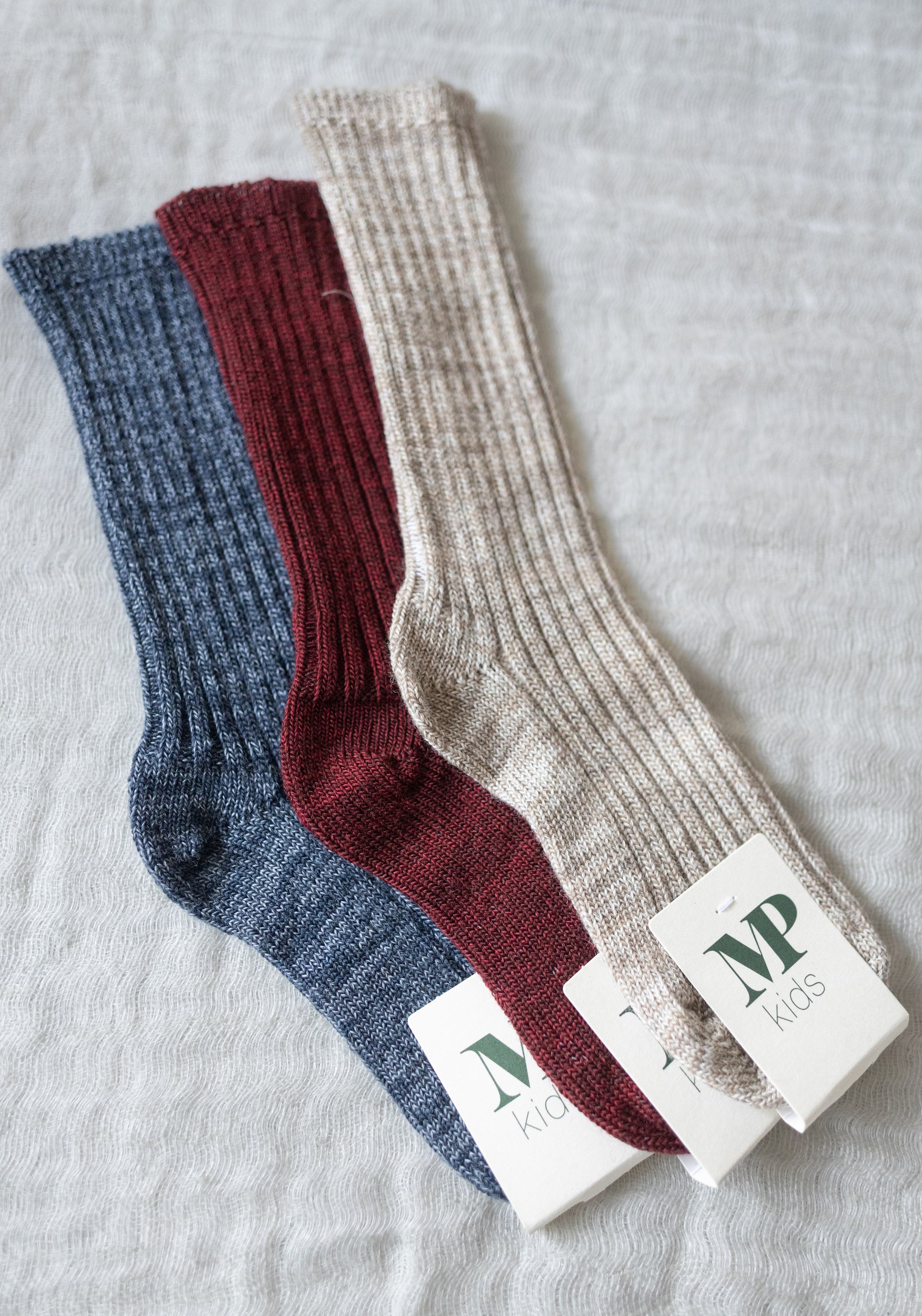 Șosete groase din lână merinos (copii și femei) - Quinn Wine Red