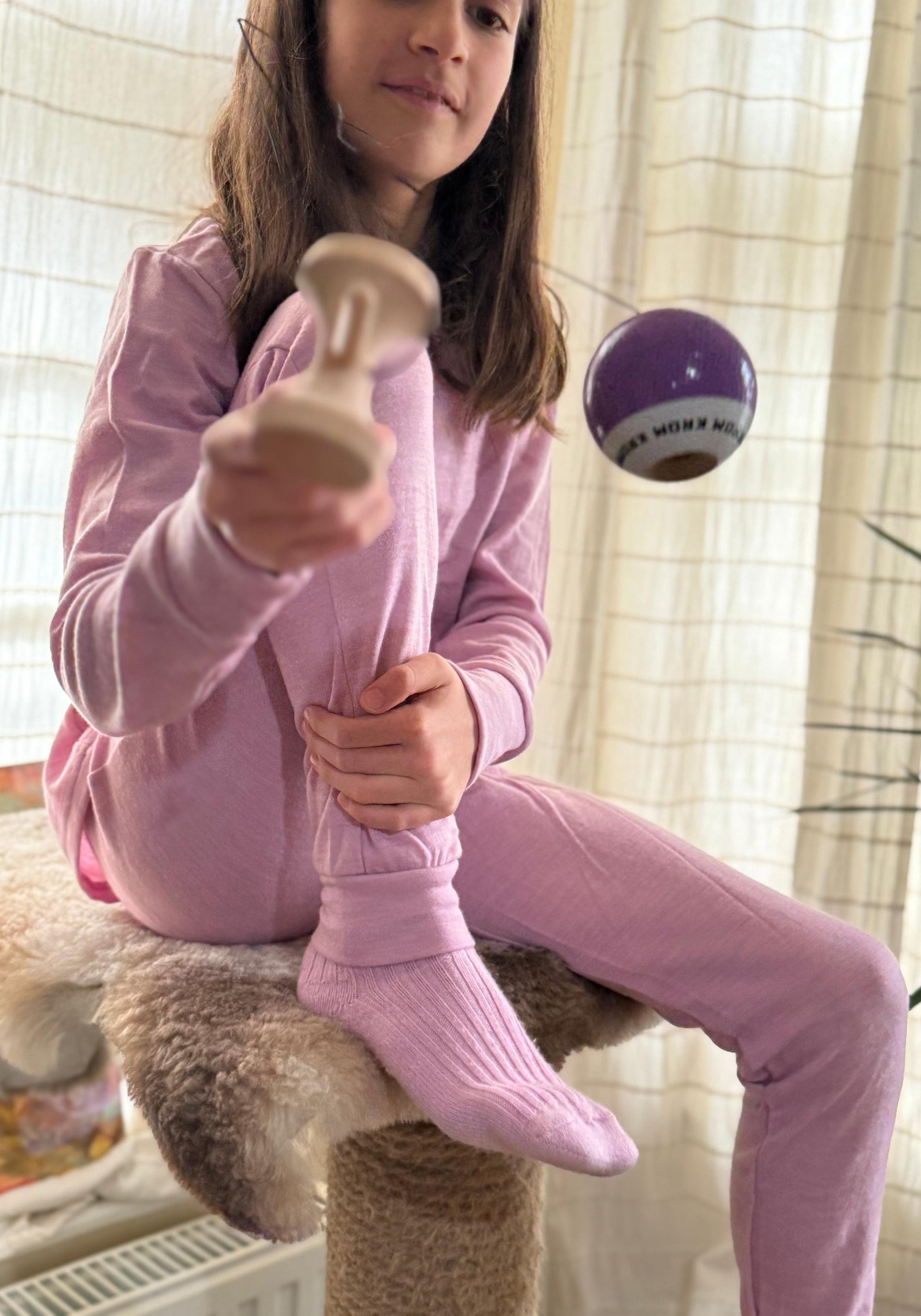 Șosete groase din lână merinos (copii și femei) - Rosa