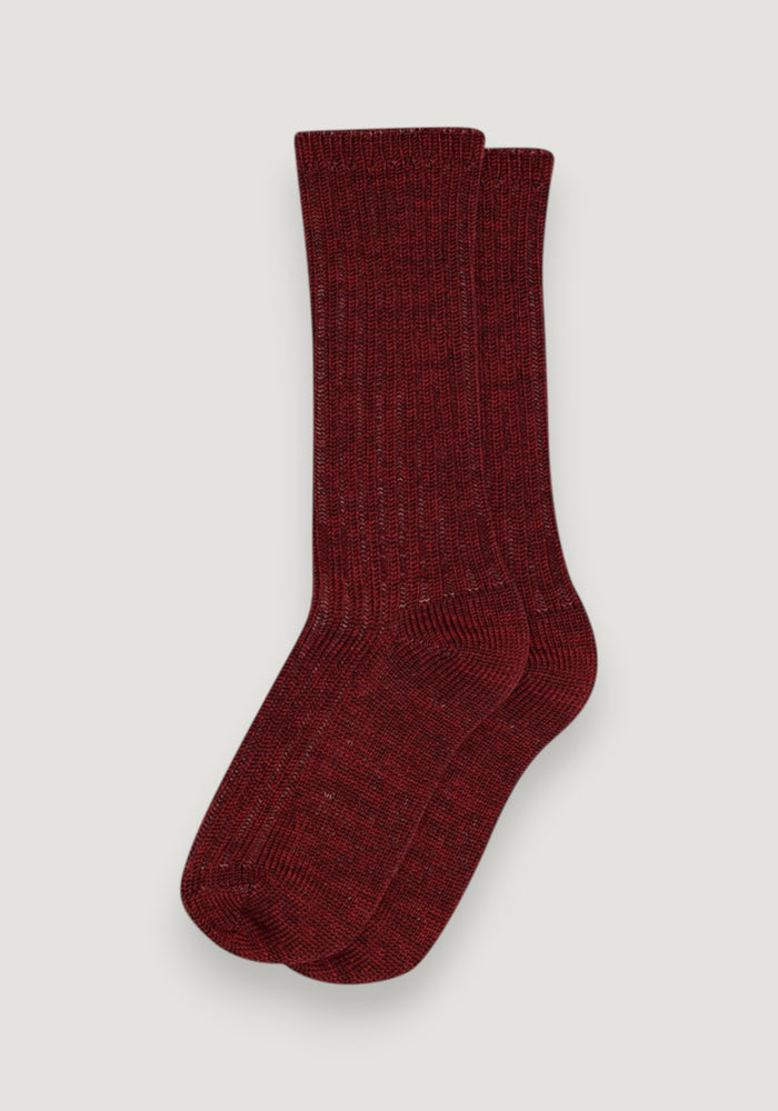 Șosete groase din lână merinos - Quinn Wine Red 22-24