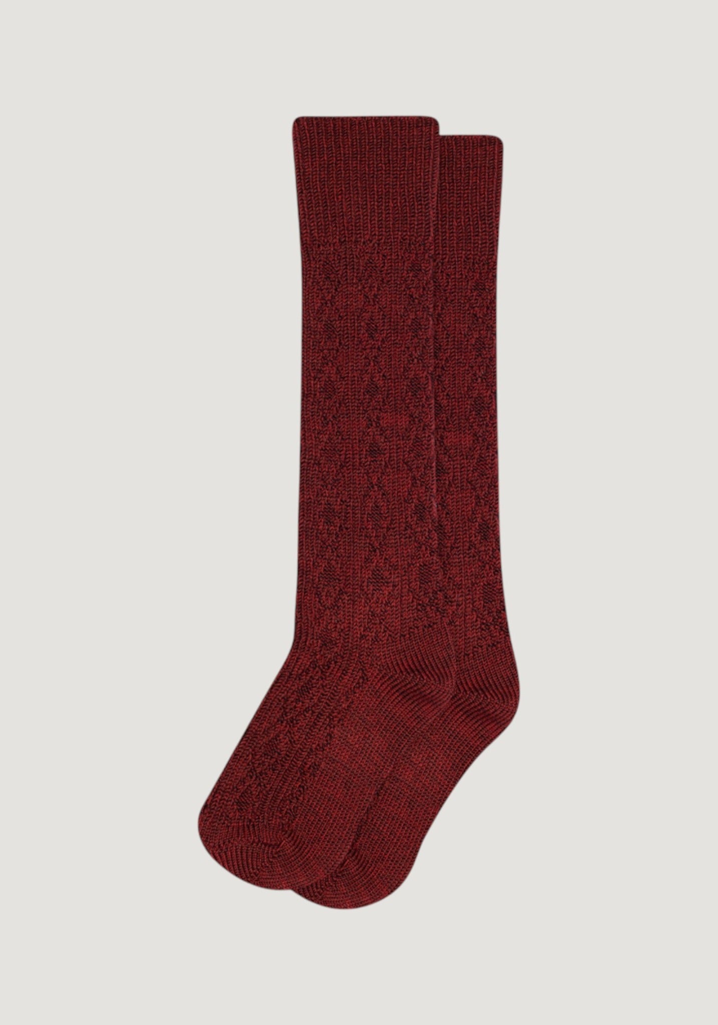 Șosete groase din lână merinos și bumbac (copii și femei) - Knee Remy Wine Red