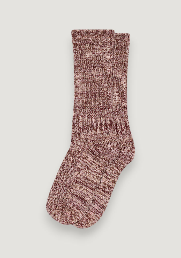 Șosete groase din lână merinos și bumbac - Noa Wine Red 22-24