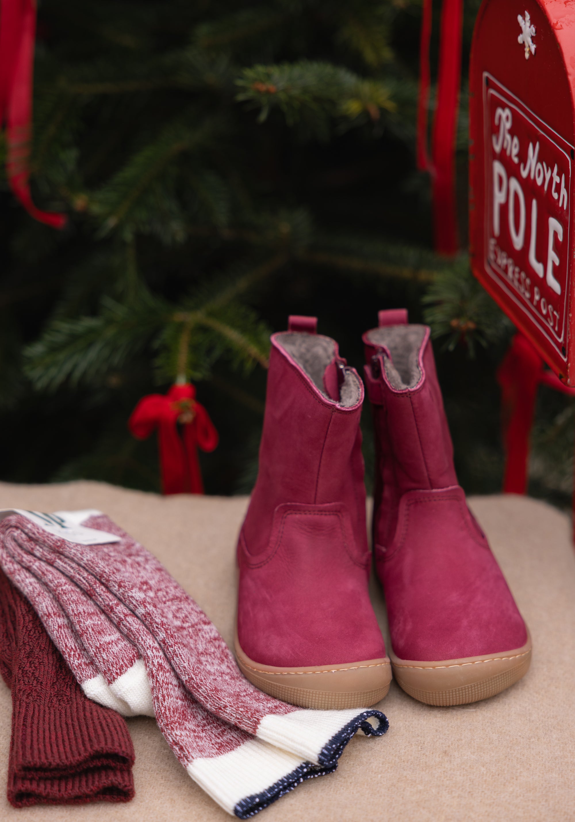 Șosete groase din lână merinos și bumbac - Ully Karanda Red