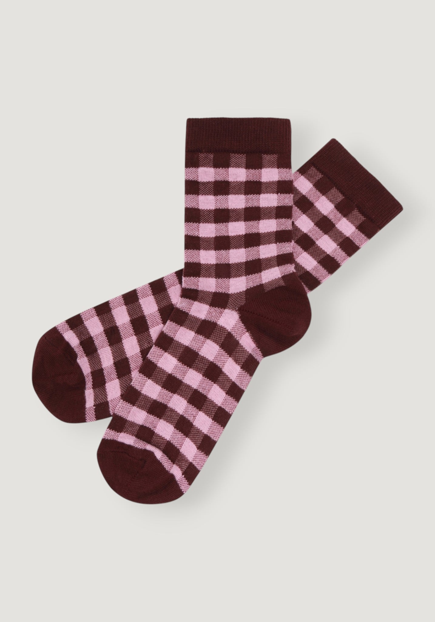 Șosete Plain din bumbac - Check Maroon/Candy