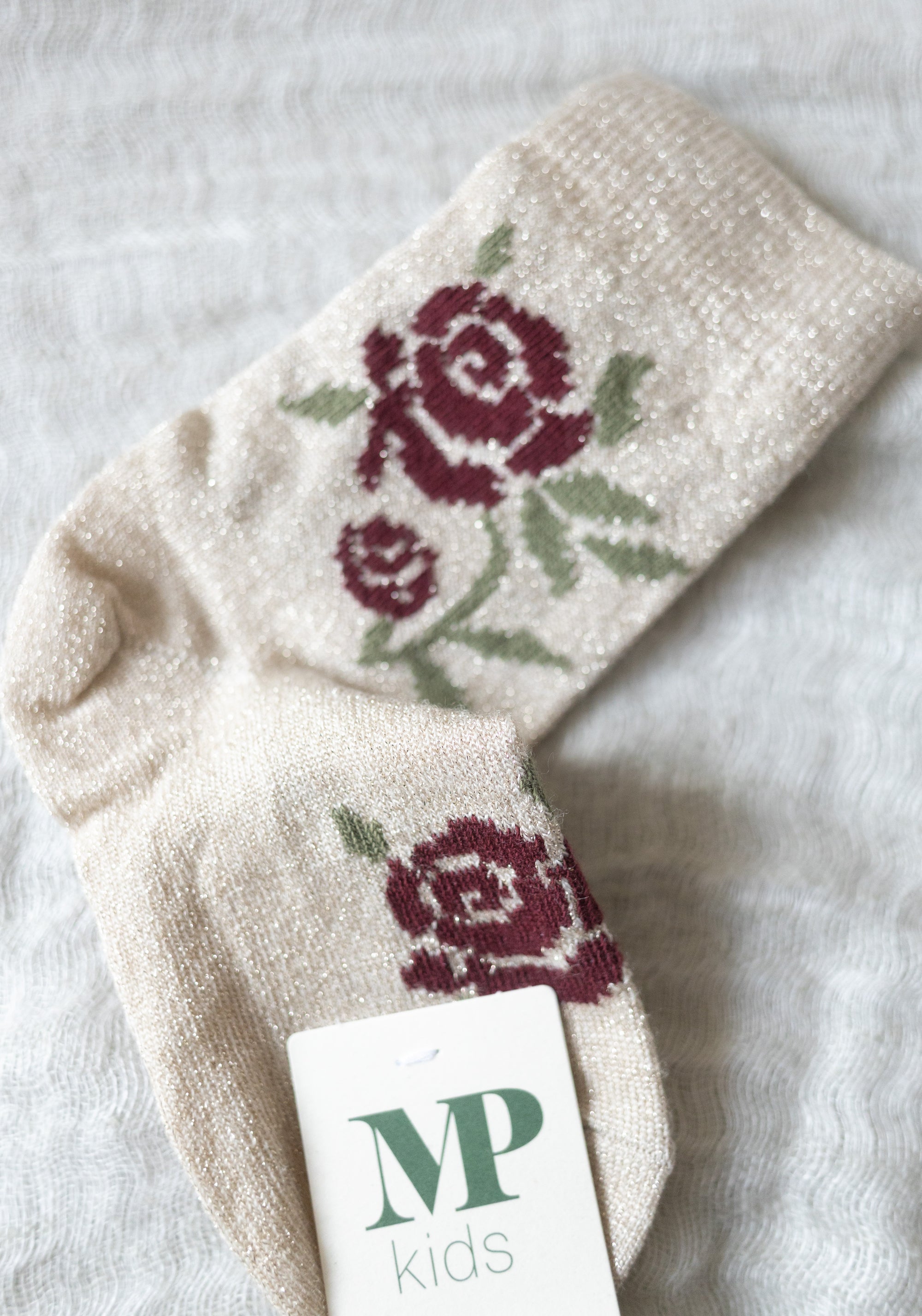 Șosete Plain din lână merinos - Glitter Rosa Cream