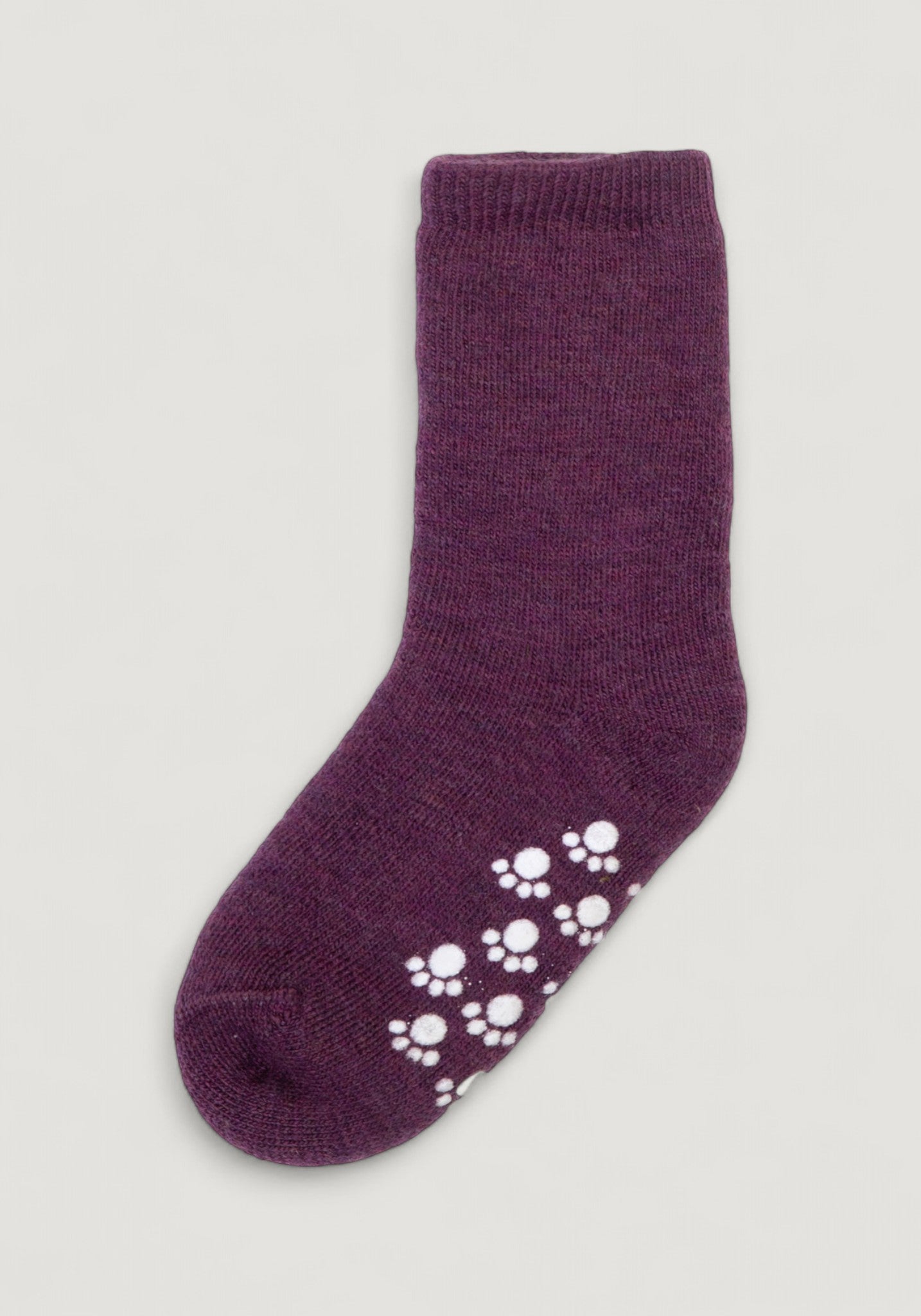 Șosete plușate cu stopper anti-alunecare din lână merinos - Aubergine Melange