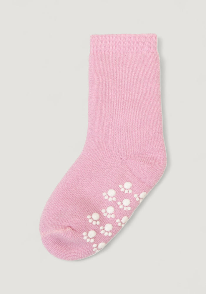 Șosete plușate cu stopper anti-alunecare din lână merinos - Rosa