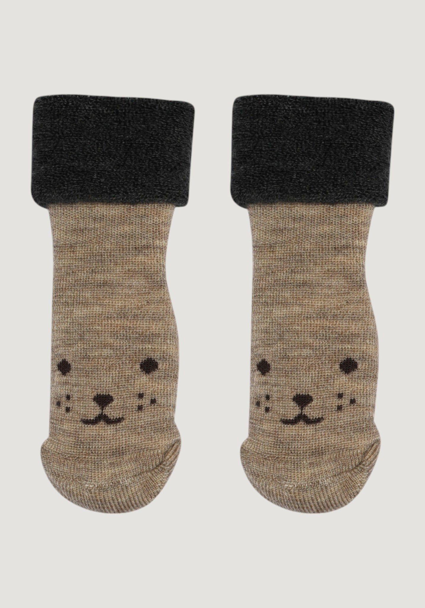 Șosete plușate din lână merinos - Arven Light Brown