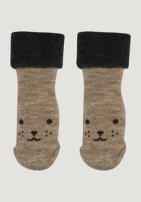 Șosete plușate din lână merinos - Arven Light Brown