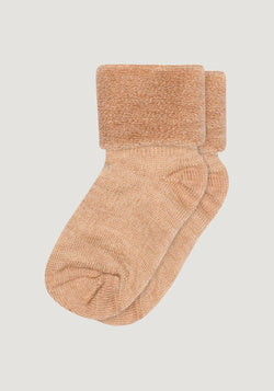 Șosete plușate din lână merinos - Camel Melange