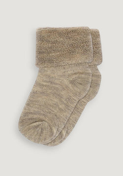 Șosete plușate din lână merinos - Light Brown