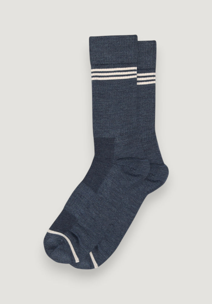 Șosete plușate din lână merinos - Tyge Dark Denim Melange