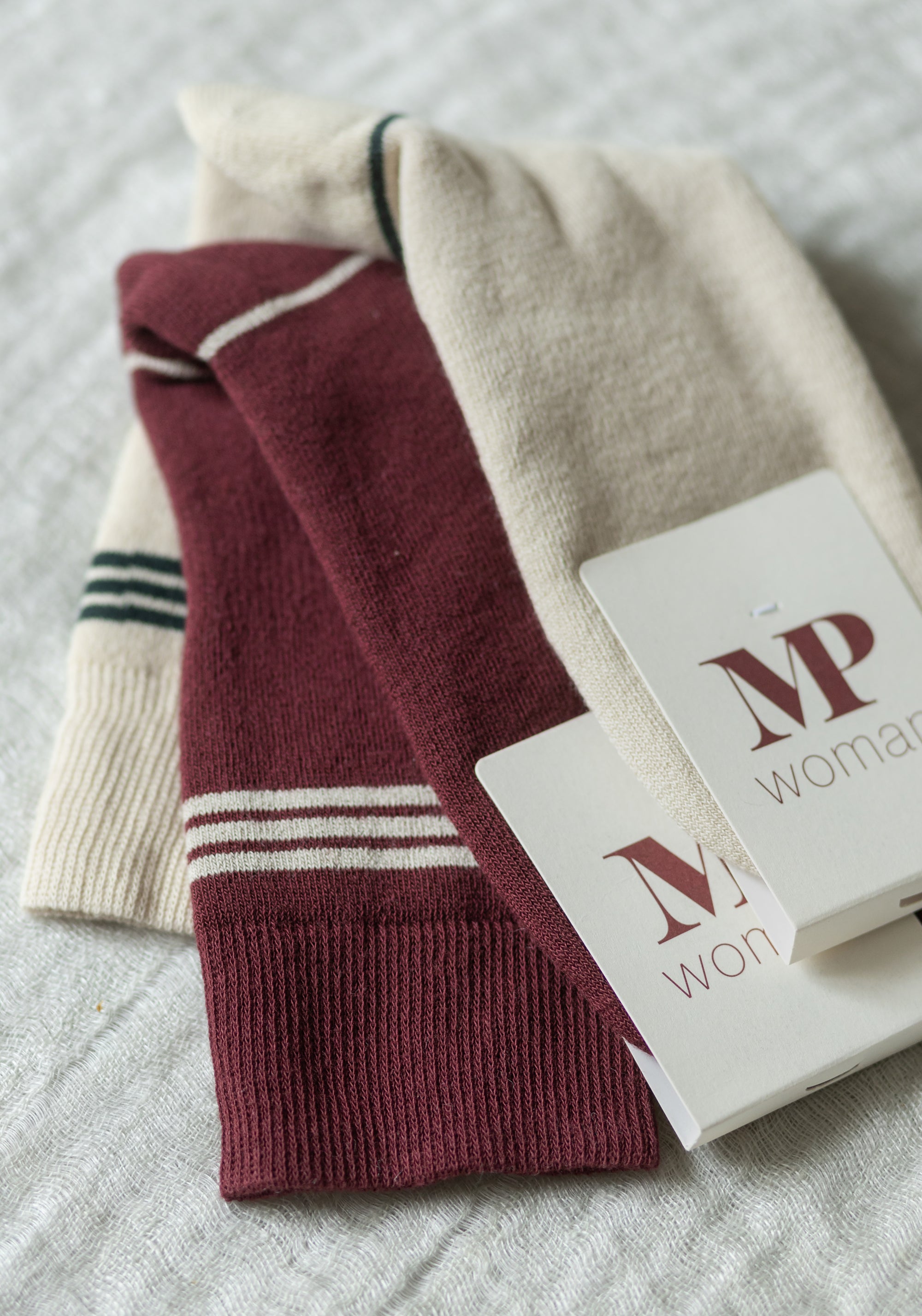 Șosete plușate femei din bumbac - Bodil Ecru