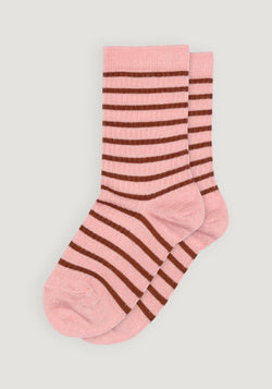 Șosete Rib din bambus și bumbac - Kallie Silver Pink