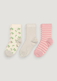 Șosete extrafine din bumbac - Glitter Thora Silver Pink (3 perechi)