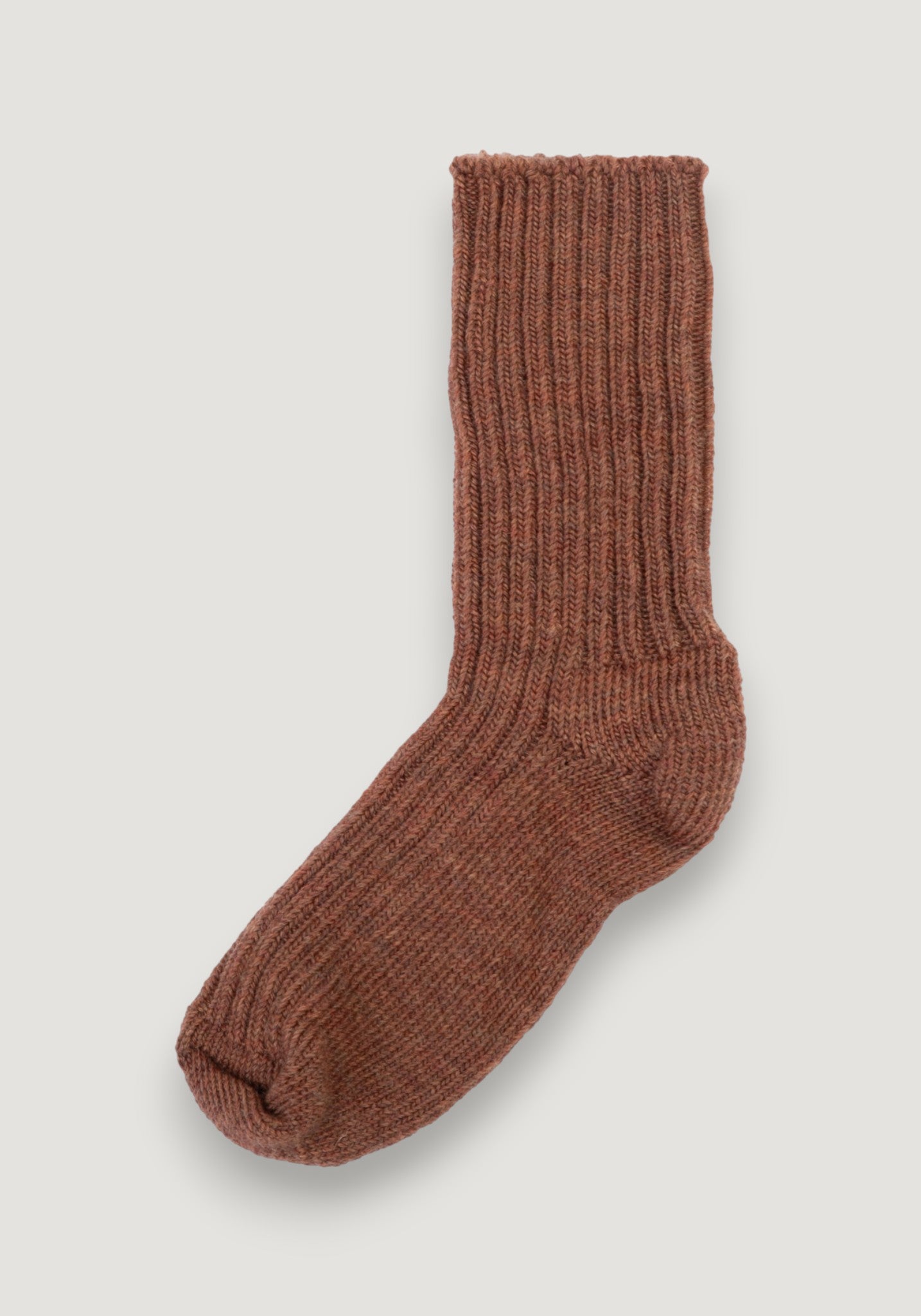 Șosete Rib din lână merinos (copii și adulți) - Copper Melange
