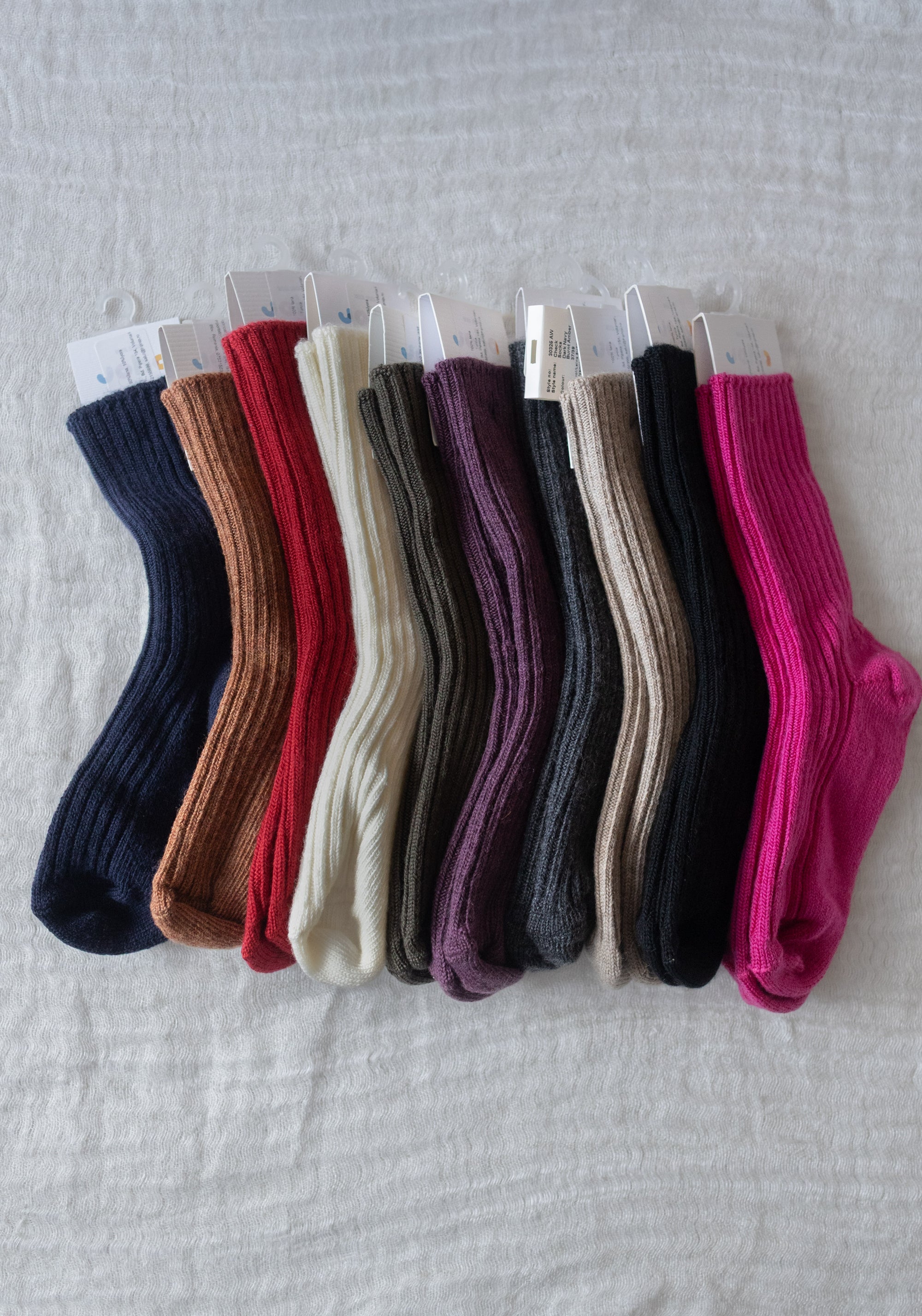 Șosete Rib din lână merinos (copii și femei) - Pink