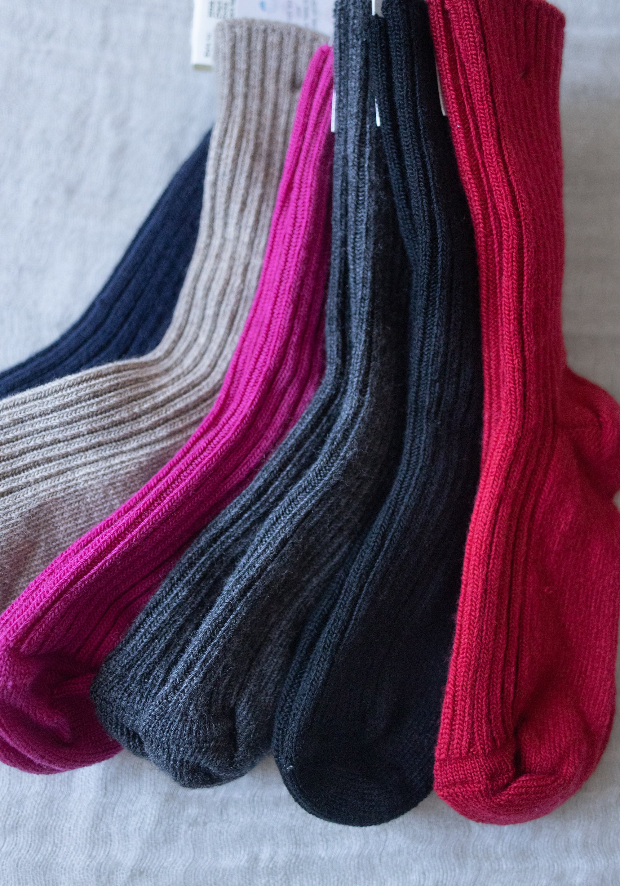 Șosete Rib din lână merinos (copii și adulți) - Grey Melange