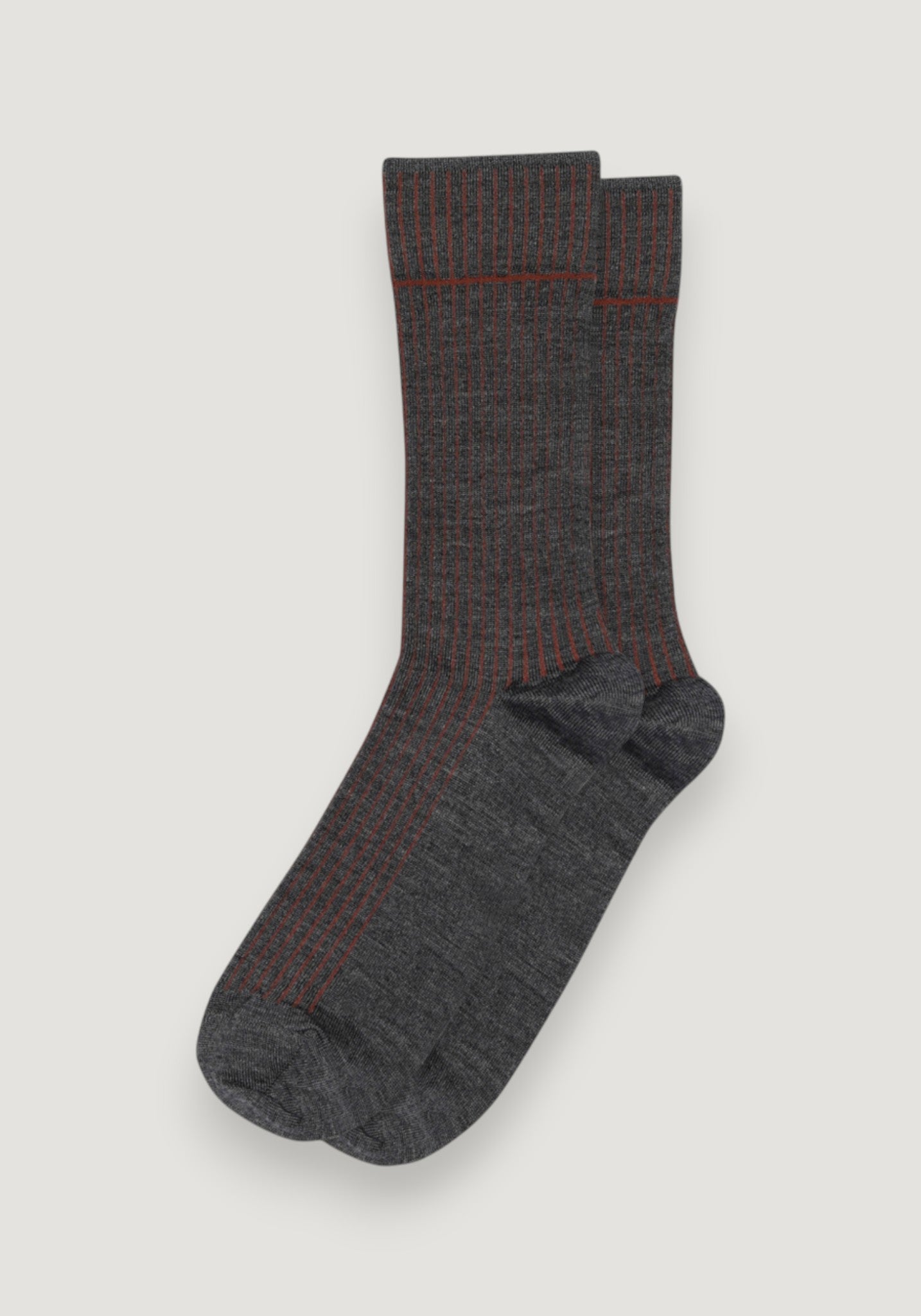 Șosete extrafine Rib din lână merinos - Ditlev Dark Grey Melange